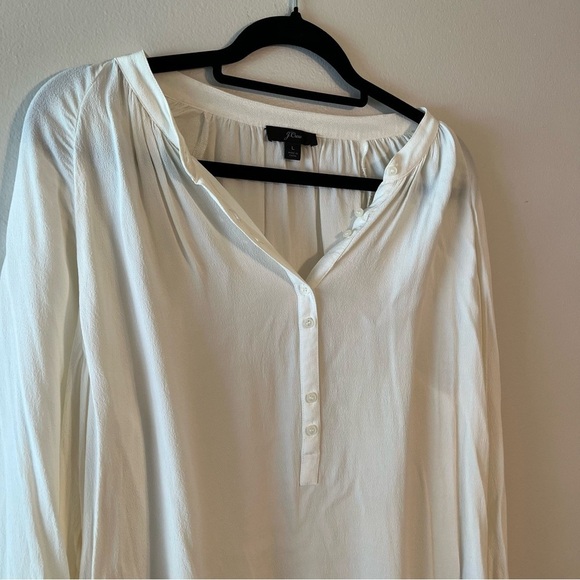 J. Crew Long-sleeve drapey popover top cream off white size Large - Picture 3 of 8